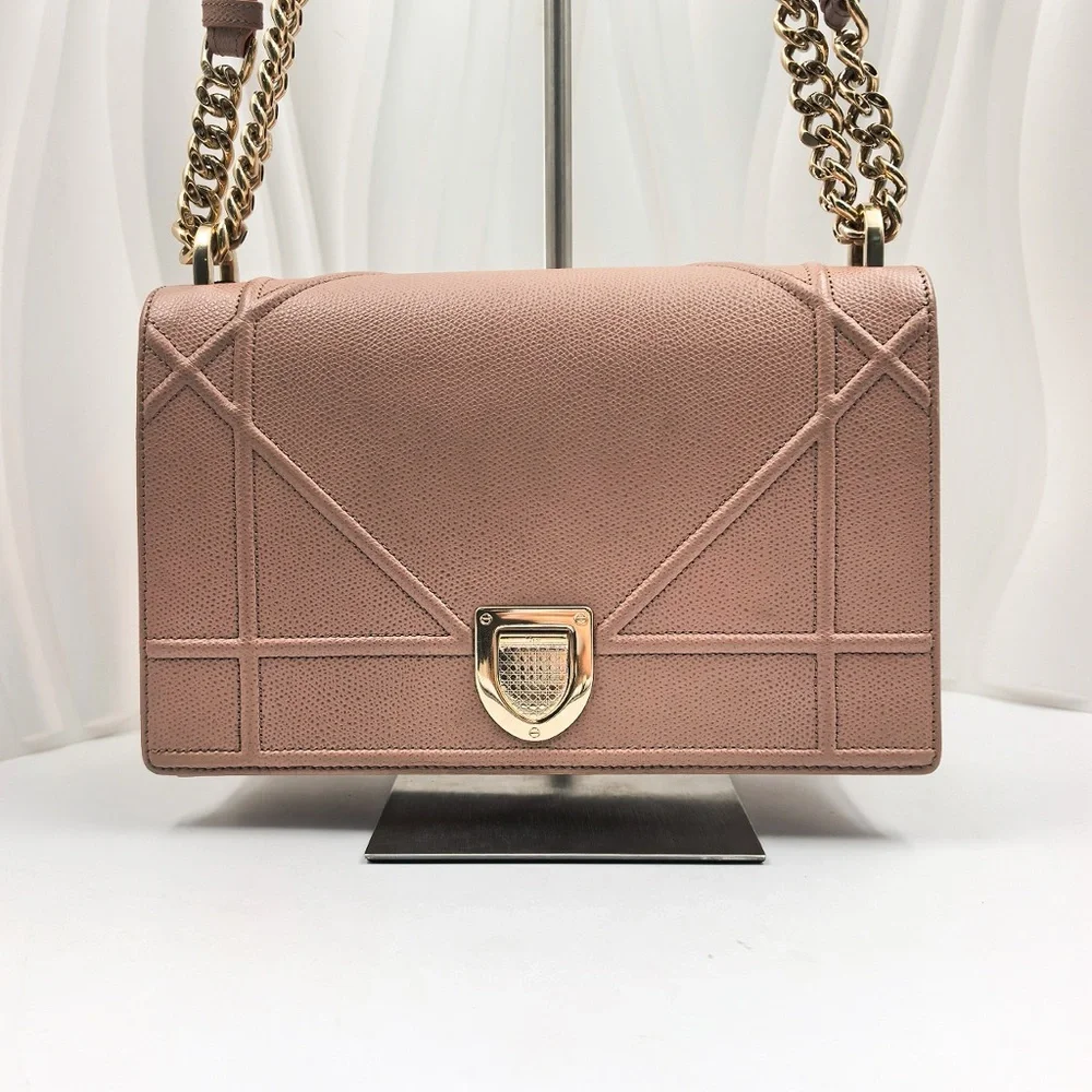 DIOR Diorama Medium Shoulder Bag Blush Pink Grained Calfskin - Picture 1 of 12